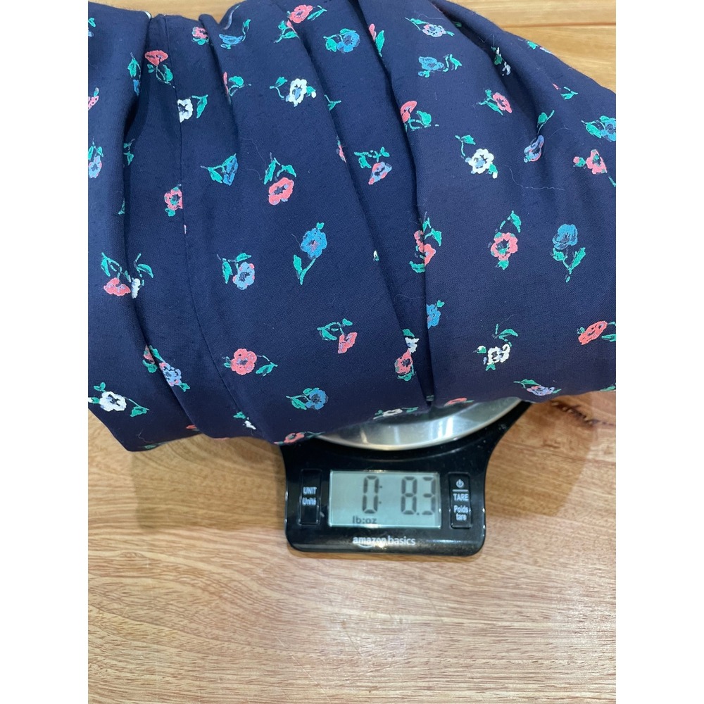 Vintage Tiger Flower Navy Blue Floral Midi Dress Elastic Waist Long Sleeve 80s - Picture 14 of 14